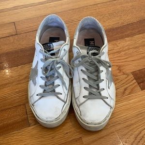 Golden Goose Hi Star Low-top Leather Sneakers in Silver size 39
